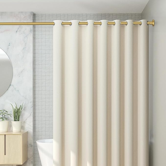 CorkLatta Gold Shower Curtain Rod 31 to 68 Inch,1 Inch Diameter Adjustable Spring Tension Stainless Steel Telescoping Rod,Easy Install,No Rust