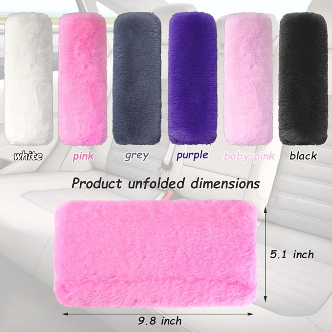 "2-Pack Soft Plush Seatbelt Covers for Kids - Comfortable Seat Belt Cushion for Newborns - Car Seat/Stroller Strap Accessories - Enhanced Driving Comfort & Protection (Baby Pink)