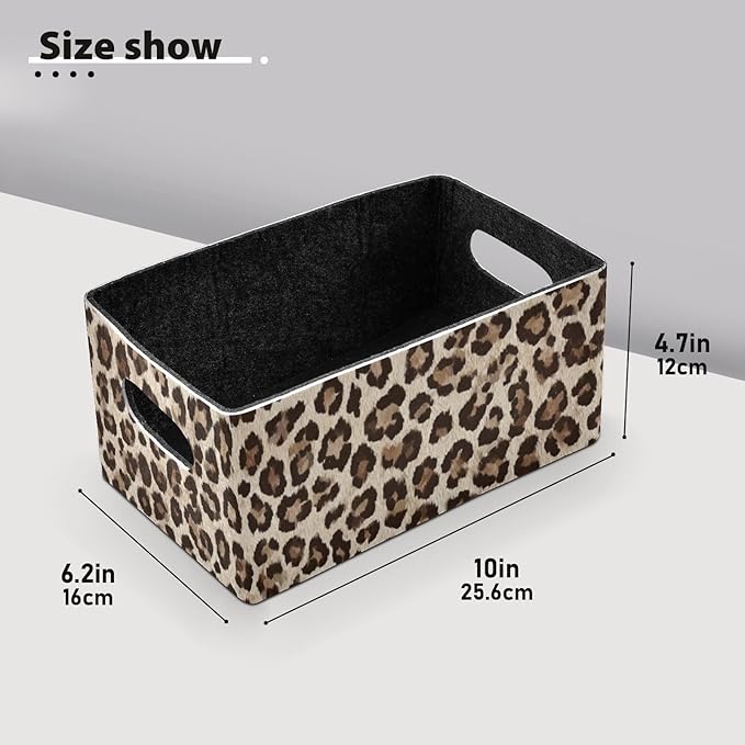 Kcldeci Leopard Print Storage Bins for Organizing 2Pack, Animal Skin Tiger Sturdy Basket Foldable for Shelves Closet Nursery Toy