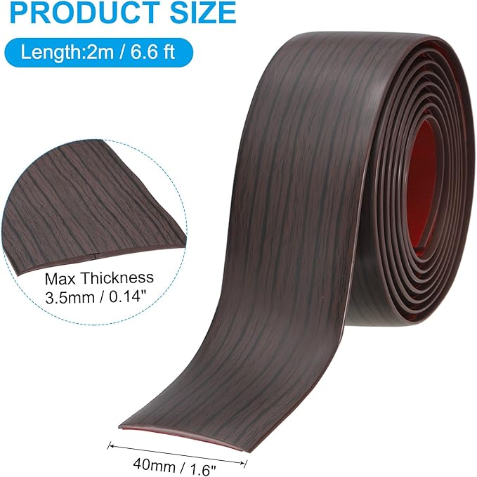 PATIKIL Self Adhesive Floor Transition Strip 1.6 in x 6.6 Ft, Vinyl Laminate Floor Flat Divider for Joining Floor Gaps Doorways Carpet Cover Floor Tiles Black Walnut