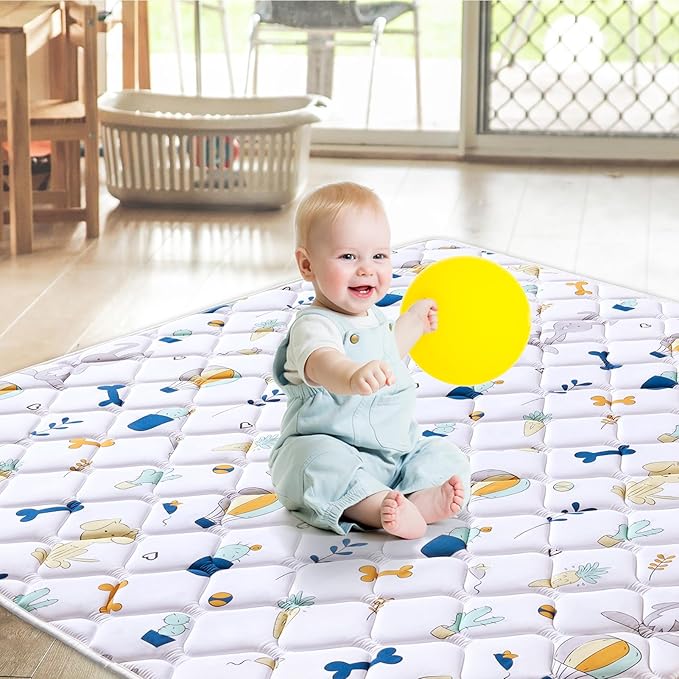 Baby Play Mat 71" X 59", Premium Thicken Foam One-Piece Crawling Mat, Extra Large Non-Slip Cushioned Activity Playmats for Babies, Toddlers, Infants, Play & Tummy Time