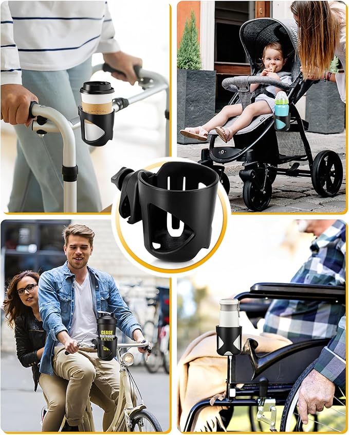 Stroller Cup Holder, Universal Drink Holder for Bikes, Trolleys or Walkers, Fits Most Cups