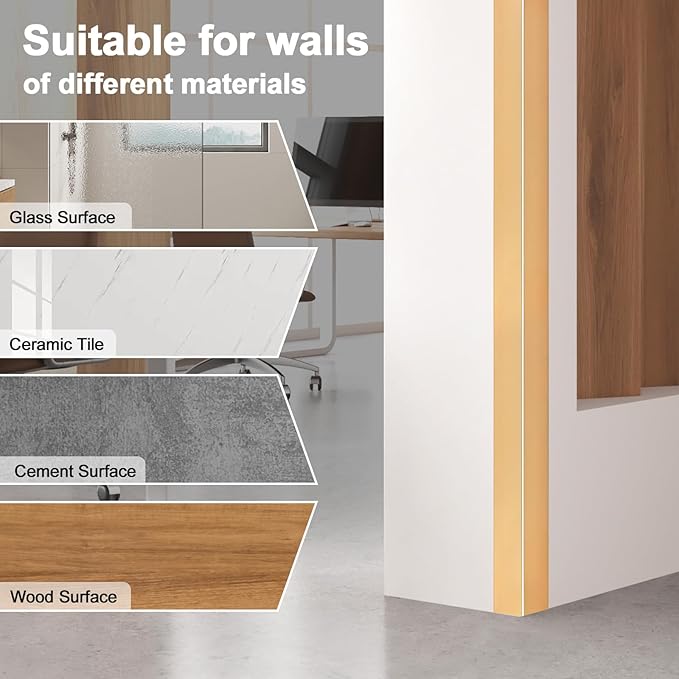 10PCS 48" Metal Corner Protectors, Aluminum Self Adhesive Corner Guards, Metal Wall Edge Protector Strip, Furniture Corner Protectors, Wall Cabinet Baseboard Decoration 48" x 2" (Golden)