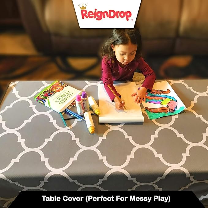 54" XL Splat Mat for Under High Chair- Creative Design for Art Floor Cover, Food Spills for Baby or Toddler. Non Slip, Waterproof, Machine Washable, Durable, Reusable (Lattice)