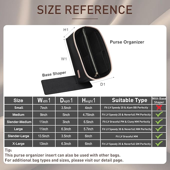 Doxo Purse Organizer Insert for Handbags & Base Shaper 2pc Set, Compatible with Speedy 25 Bag Organizer, Lepliage S,Nererfull,ONTHEGO,Carryall,Graceful,Noe,Book Tote Bag and More(M-Black)