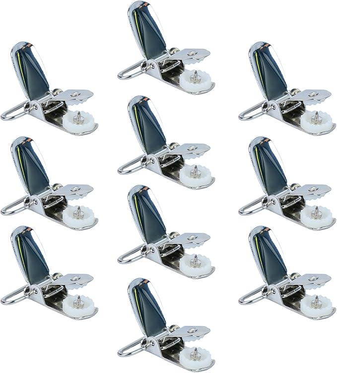 MELOTOUGH 1 Inch Suspender Clips Metal No Slip Suspender Clip with Plastic Gripping Teeth(White,10pcs)
