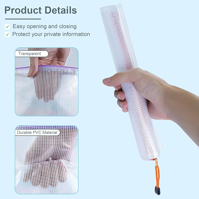 VVCOIIROEI 32pcs Mesh Zipper Pouch Bags, 8 Sizes, 8 Colors Zipper Pouches for Organizing, Board Game Storage, Travel, School Office