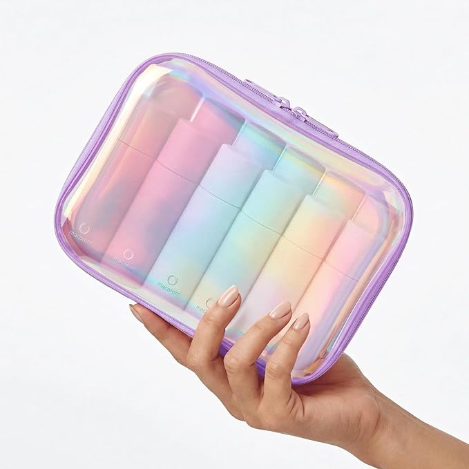 Clear Hard Shell Zipper Case,Toiletries Bag,Makeup Bag,2pcs Large Capacity Water-resistant Toiletry Bag,Portable Travel Organizer and Storage,Bathroom Clear Cosmetic Case for Women