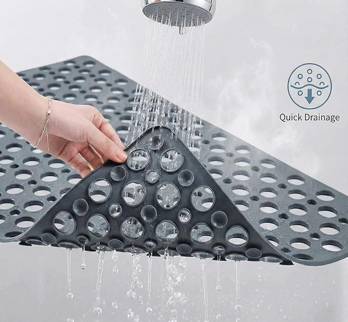 Nonslip Bathtub Mat Extra Soft TPE Bath Mat for Kids, Machine Washable Bathroom Shower Mat (Gray/ 35L x 16W Inch)