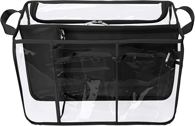 Clear Beach Bag Organizer Insert Compatible with BOGG BAG Original X Large, Zipper Organizer Liner Compatible with BOGG BAG Original X Large, Insert Divider Pouch with 2 Compartments, Black