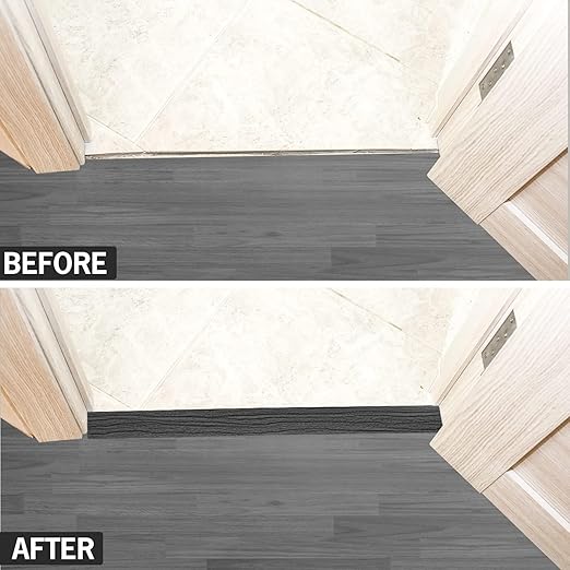 3.3Ft Floor Transition Strip Self Adhesive Vinyl Cover Floor Strip Flat Divider Transition Strip Wood Grain Design for Laminate Floor Gaps and Doorway Transitions (3.3Ft x 1.57 Inch, Gray)
