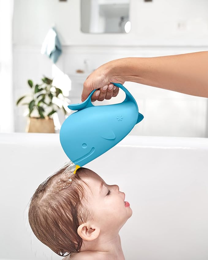 Skip Hop Baby Bath Rinse Cup MOBY Tear-Free Waterfall Rinser Blue Age 0+