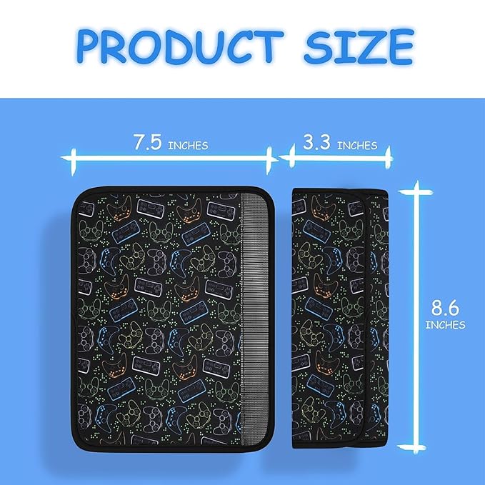 YR Seat Belt Cover for Kids, Soft Comfort Seat Belt Cushion for Children, Cute Cartoon Pattern Car Seat Belt Pads Cover for Girls and Boys, 1 Pack (Game)