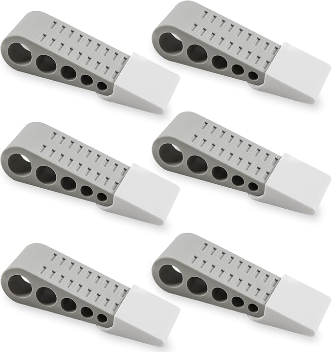 Door Stopper 6 Pack [1.3" high] - Bonus Holders - SofiHome Premium Heavy Duty Door Stop Rubber Wedge with Decorative Holder - Ideal for Large & Small Door Gaps - The Improved (6, Gray)