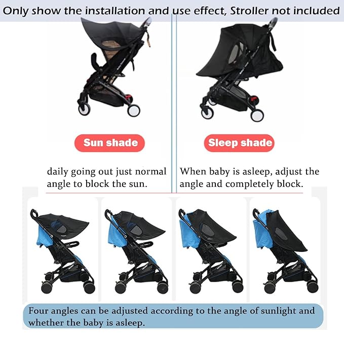 Universal Stroller Sun Cover UV Protection Baby Stroller Sun Shade Buggy Pram Sun Rain Shade Blackout Blind Canopy Cover Pushchair Sunblock Cover for Travel Park Zoo, Black