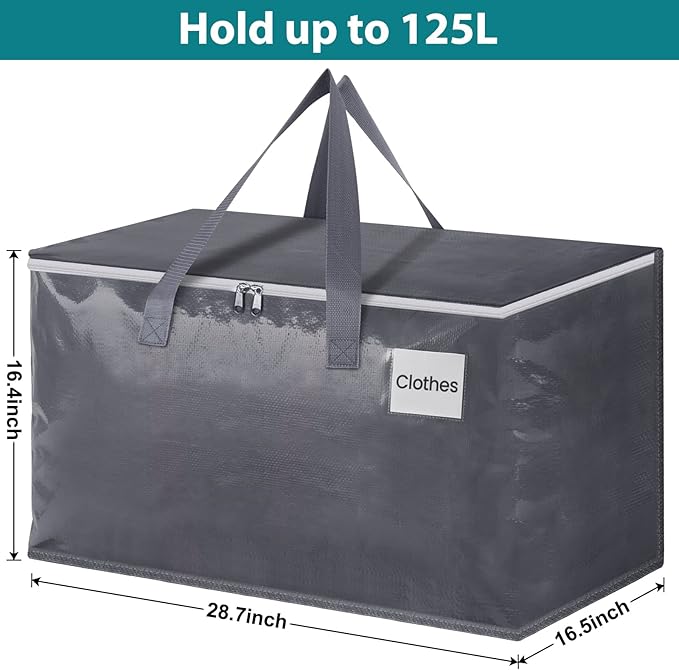 Moving Bags Heavy Duty with Strong Zippers and Handles Collapsible Moving Supplies, Storage Totes for Packing & Moving Storing 125L 8Pack