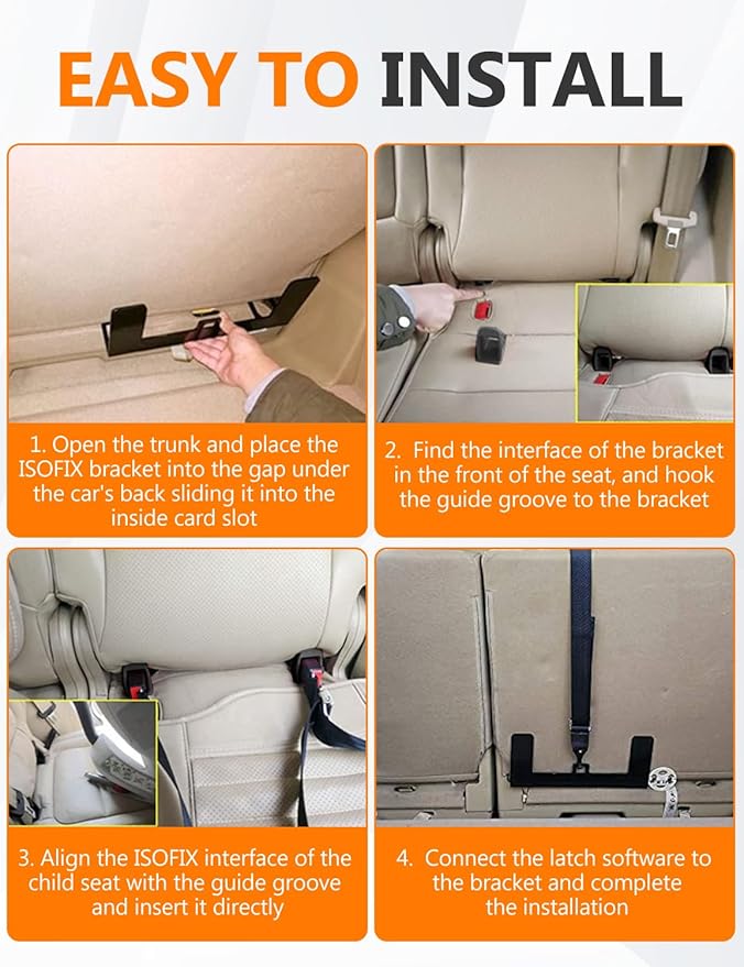 Child Seat Anchor ISOFIX Bracket Universal Car Child Seat Latch Restraint Anchor Mounting Kit Steel Latch Interface Mount for ISOFIX Belt Connector Fit Most Off-Road Vehicles