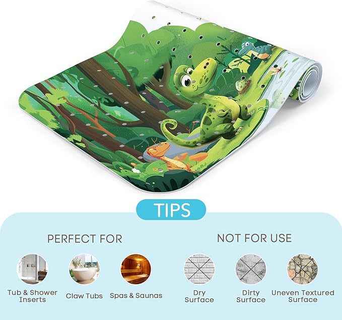 SHUCHING Baby Dinosaur Bath Mat for Tub Non Slip-40 X 16 Inch, Bathtub Mat Non Slip for Boys Kids, Toddler Long Shower Mat for Bathroom