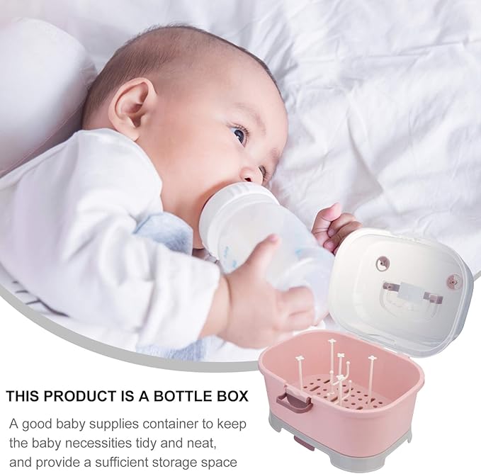 Toyvian Kitchen Cabinet Organizer 1Pc Portable Baby Bottle Drying Rack Storage Box Nursing Bottle Storage Box Organizer Case Portable Feeding Bottle Kitchen Cabinet for Home Travel Baby Bottles