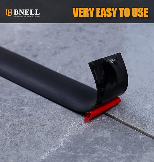 bnell Floor Transition Strip Self Adhesive Vinyl Laminate Floor Cover Strip 3'' Floor Flat Divider Strip for Joining Floor Gaps and Doorway Transitions (10Ft, 7.6cm, Black)