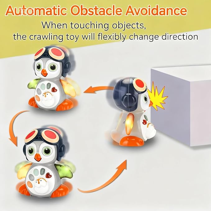 Penguin Crawling Toy for Babies 6-12 Months, Musical Light-up Toys for 1 Year Old, Toys for 6 Month Old Boy, Tummy Time 3-6 Months, Birthday Gifts for 3-18 Months Boys Girls, 1 Year Old Boy Girl Toys