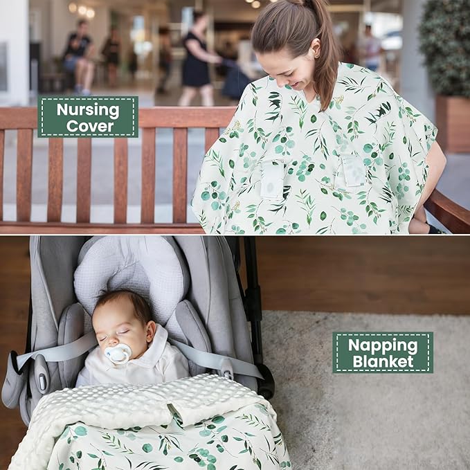 Rquite Car Seat Cover Baby, Carseat Covers Baby Girl, Winter Infant Car Seat Cover, Warm Minky Car Seat Canopy, Baby Carrier Cover with Peekaboo Opening, Multi Use Nursing Cover & Toddler Blanket