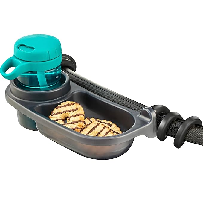 Swanoo Universal Stroller Snack Tray | Compatible With Nuna Mockingbird Bugaboo Uppababy | Stroller Bumper Bar Tray Attachment with Cup Holder | Baby Toddler Disneyland Essentials Stroller Accessories
