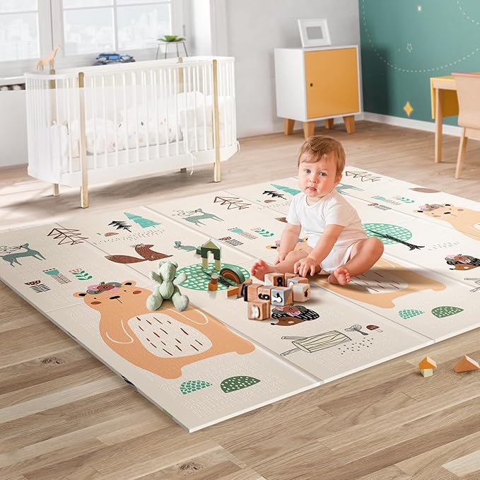 UANLAUO Baby Play Mat for Floor, Kids Play Mats 71x59 Playpen Mats Extra Large Waterproof Activity Playmats for Babies and Toddlers Infants Tummy Time, Foam Baby Crawling Mat with Travel Bag
