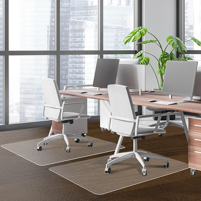 Office Chair Mat for Hardwood Floor, 48"×36" Transparent Home Floor Protector Mat for Rolling Chairs, Anti-Slip Plastic Under Desk Computer Mats Easy Glide on Hard Floors, Rectangle