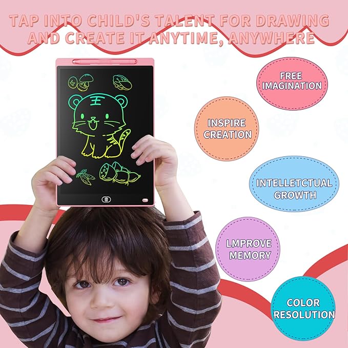 [2 Pack] Genialba LCD Writing Tablet 8.5-Inch Colorful Doodle Board, Toddler Learning Educational Toys Gifts for 3-8 Years Old Girls and Boys, Electronic Drawing Pad for Kids (Pink&Purple)