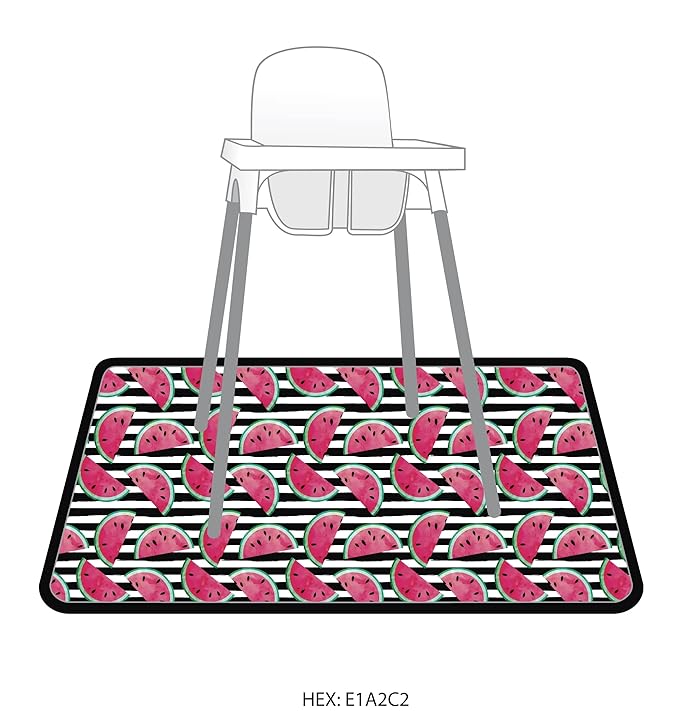 BapronBaby Summer Stripes Watermelon Splash Mat - Waterproof Catch-All for Under High Chairs, Floors, Tables, Playtime or Arts & Crafts - Machine Washable - 45" x 45”