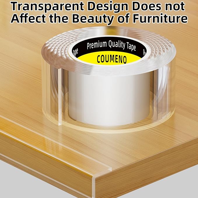 2 Pack Clear Edge Protector Safe 1.2inX3.3FT(6.6FT Total) Corner Protector, Anti-Sharp Edge Protector, for Furniture, Drawers, Tables, Cabinets