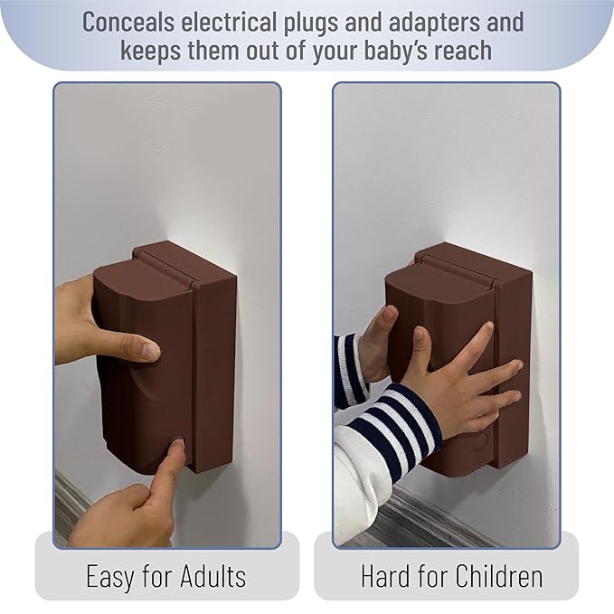 Bates - Baby Safety Outlet Cover Box, Brown, Outlet Covers Baby Proofing, Plug Covers for Electrical Outlets