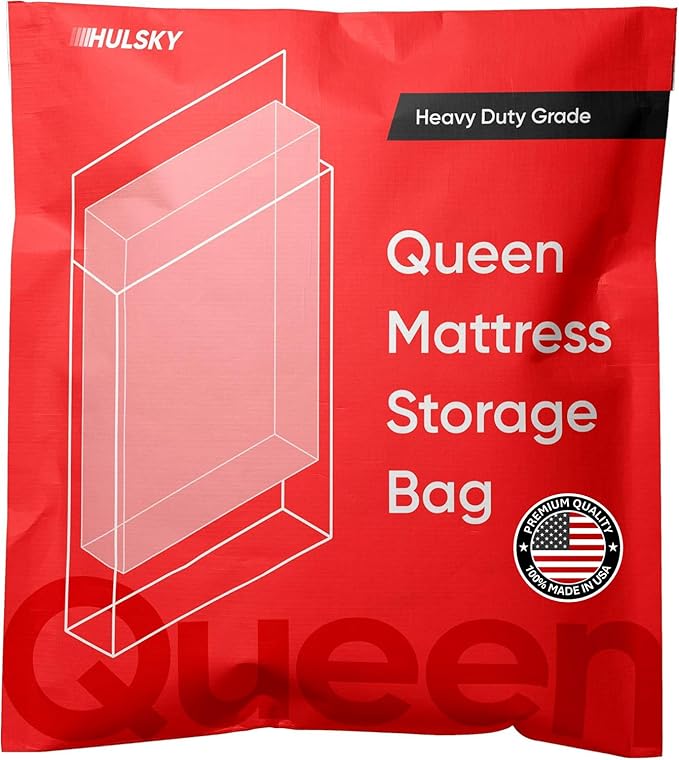 Hulsky Queen Mattress Storage Bag - Premium Quality - 4 Mil Heavy Duty Queen Mattress Bag for Moving and Storage - Waterproof, Dust proof, Tear Resistant - BPA and Phthalate free