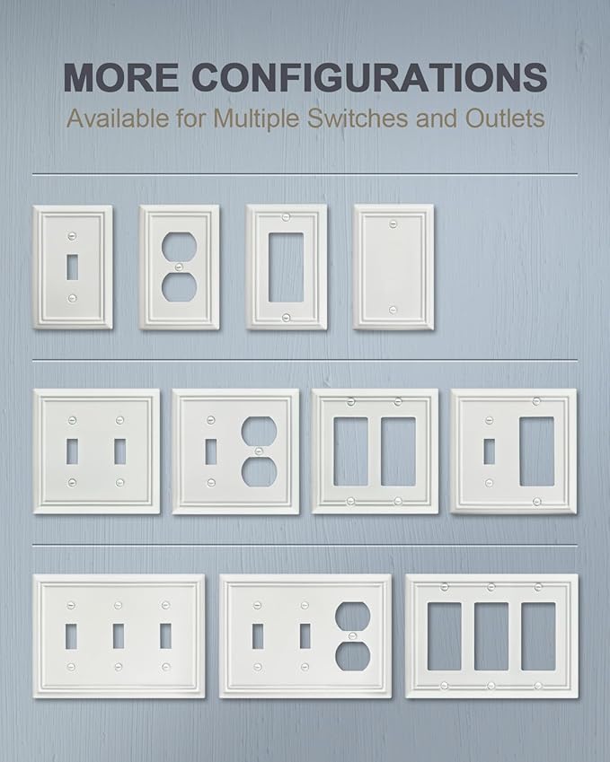1-Pack Combination Metal Wall Plate, 1 Toggle / 1 Decorator Switch Plates and Outlet Covers, Off White Finish, 4.96''*4.88, Midsize