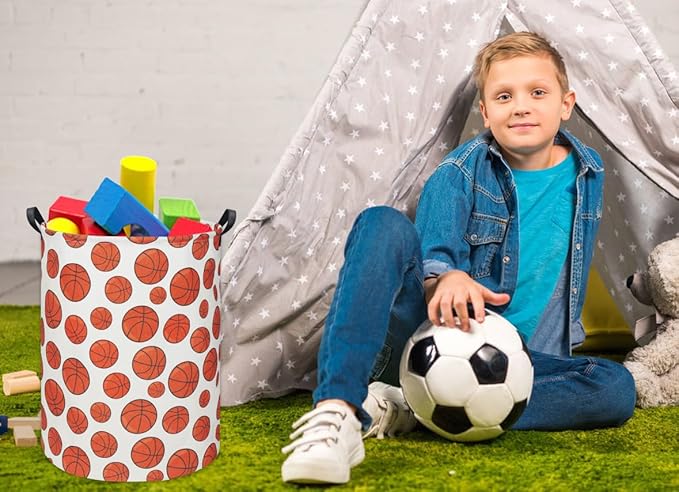 HIYAGON Basketball Kids Laundry hamper Baby Hamper for Nursery Boy and Girl Hamper Cute Kids Toys Storage Bin Organizer Room Decor for Home(Basketball)