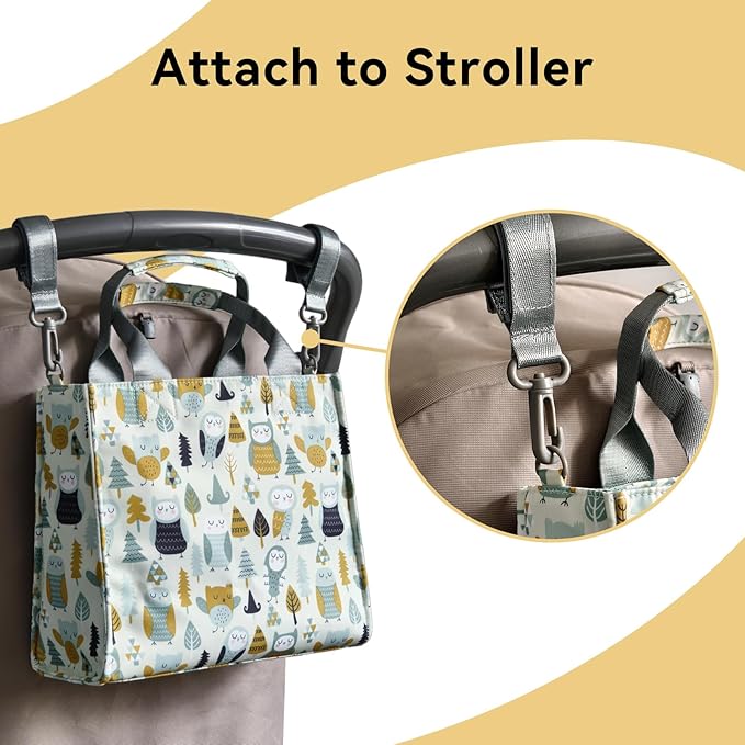 PHEBEN Small Diaper Bag Tote Waterproof Travel Mini Diaper Bag Multi-Function Baby Handbag Crossbody Purse(owl)