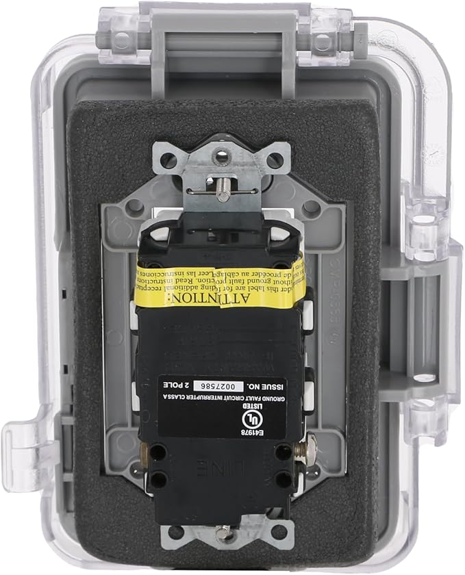 TayMac MG420CS Nonmetallic Extra Duty Complete in-Use Cover 15 Amp WRTR Self Test GFCI Kit, 1-Gang, Clear/Gray
