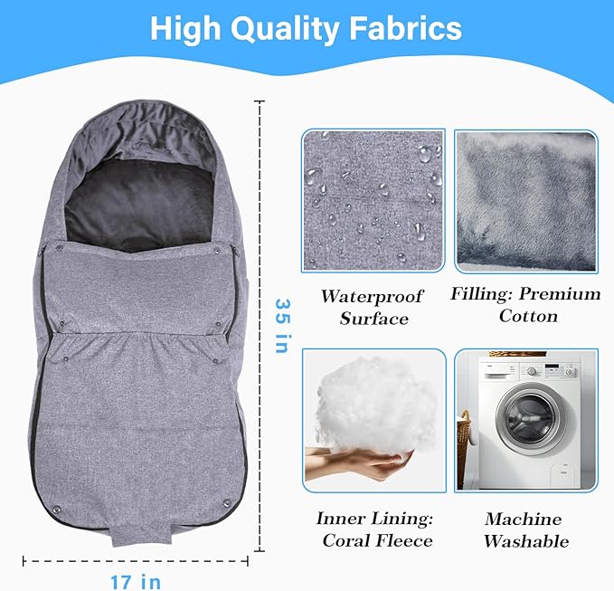 tupi Stroller Footmuff, Universal Warm Bunting Bag for Cold Weather, Stroller Cover for Winter, Waterproof Stroller Blanket for Toddler Girls Boys, Stroller Sleeping Bag, Ideal Gift for Baby Mom