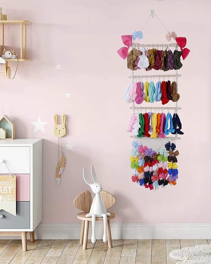YOcity Headband Holder Organizer for Girls' Hair Bows Toddler Headband Accessories Organizer Bow Hanger Storage for Nursery Girls' Room Wall Decor L