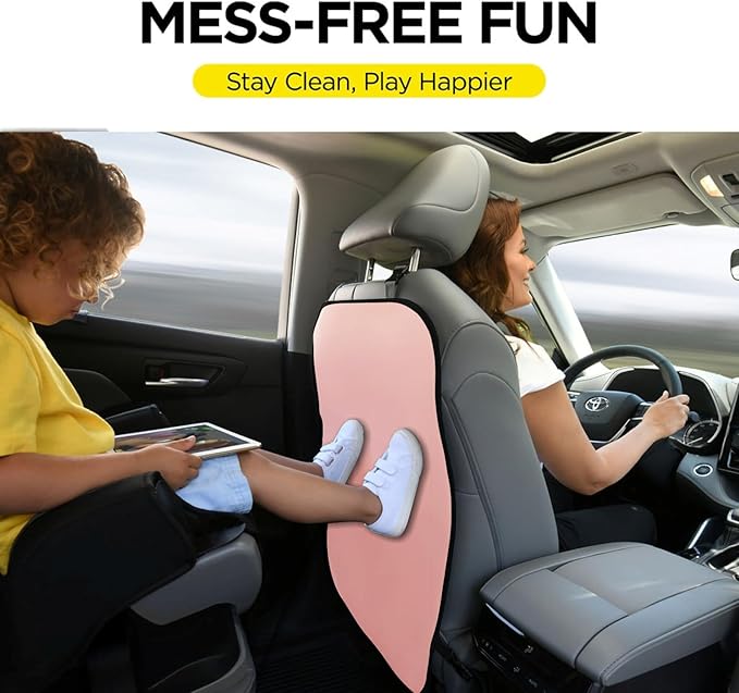 lebogner Back Seat Cover for Kids, 2 Pack Kick Mats Backseat Protector, Car Interior Travel Accessories Waterproof Kick Guard for Vehicles to Protect from Dirt, Mud & Scratches of Kids Feet, Pink