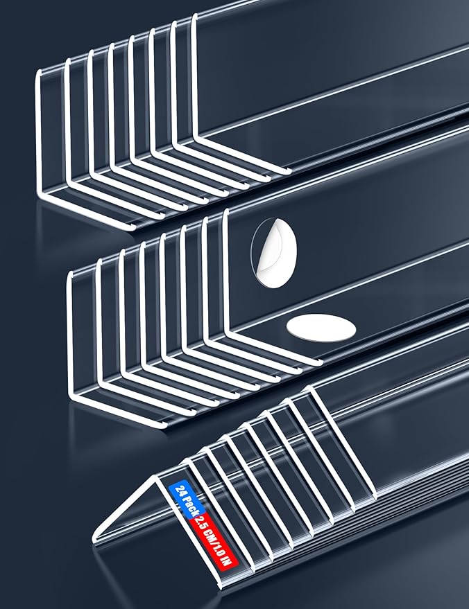 ‎‎Frychee Clear Self-Adhesive Wall Corner Protectors，Corner Guards & Edge Protector for Wall Door Frame Cabinet Baseboard & Door, Table, Stair (24, 32" X 1.0")