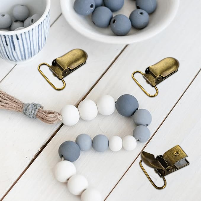 25 PCS 1" Suspender Clips Metal Pacifier Clip Holder for Pacifiers DIY Baby Girl Toy Bibs Garter Making Supplies (Bronze, Bulk)