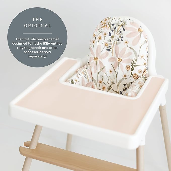 Yeah Baby Goods Placemats Compatible with The IKEA Antilop Highchair (Blushing Beige) - Food-Grade Silicone Highchair Tray Mat – Easy to Clean, High Chair Accessory
