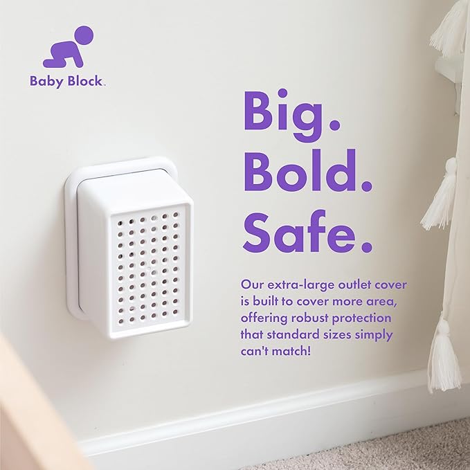 Extra Large Outlet Cover Box for Bulky Plugs & Doorbell Transformers – Oversized Baby Proof Outlet Box Cover, Childproof Outlet Covers for Power Bricks, Adapters & Horizontal Plugs