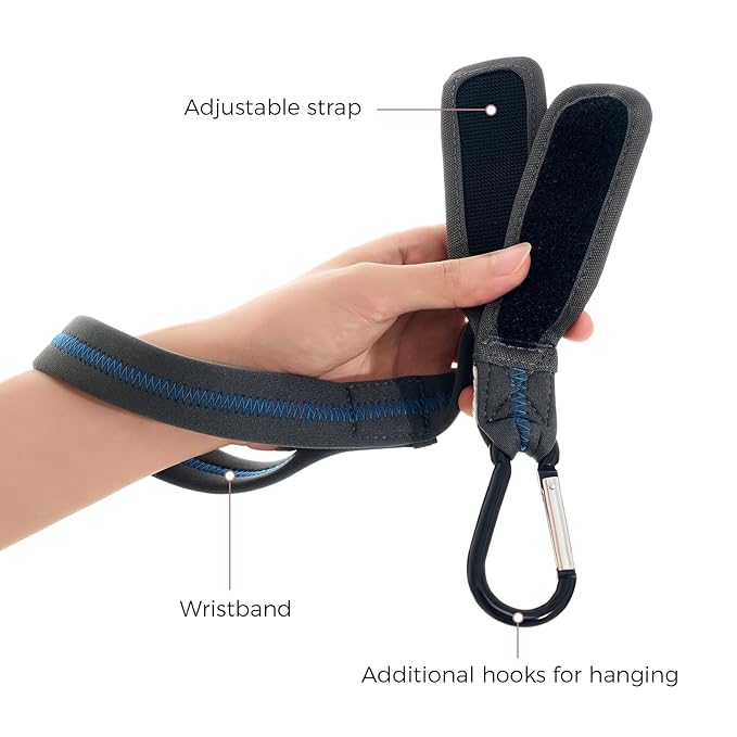 Momcozy Handle Strap for Baby Stroller | Safety Wrist Leash | Adjustable Pram Wheelchair Hand Leash | with Hooks for Storing Items | Security-Accessory for Child Safety
