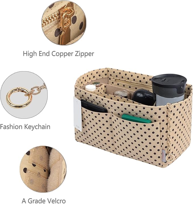 Purse Organizer Insert, Felt Purse Organizer with Zipper and Sewn Bottom Insert, Fit Speedy Neverfull Graceful,6 Sizes