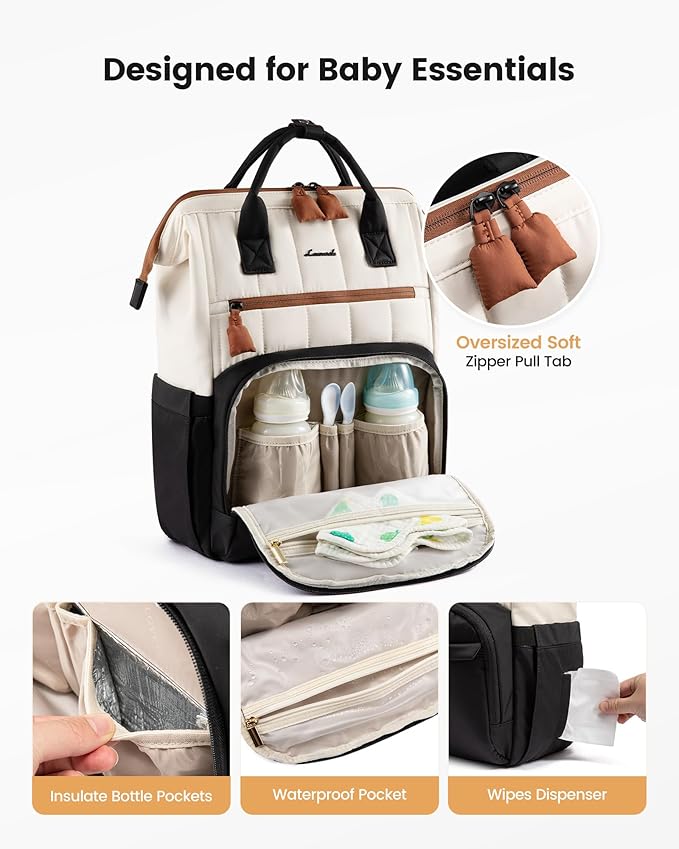 LOVEVOOK Puffer Diaper Backpack, Lightweight Baby Bag with Changing Pad, Diaper Bag for Mom Dad with Stroller Buckles