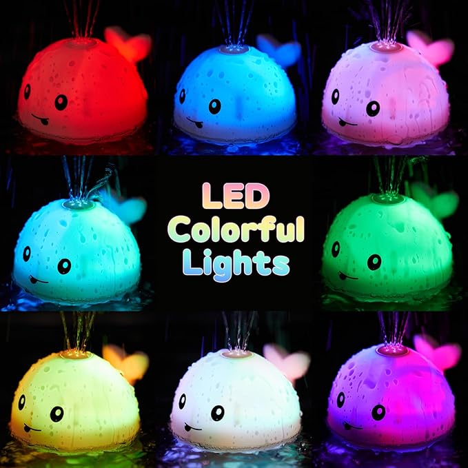 Gigilli Baby Bath Toys, Bath Toys for Kids Ages 1-3, 1 2 3 Year Boy Girl Valentines Gifts for Babies 6-12-18 Months, Light Up Whale Bath Toy Sprinkler Toddler Birthday Bathtub Fountain Pool Water Toy