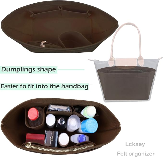 Lckaey Purse Organizer Insert for longchamp le pliage Handbags Insert Organizer 1012coffee-S